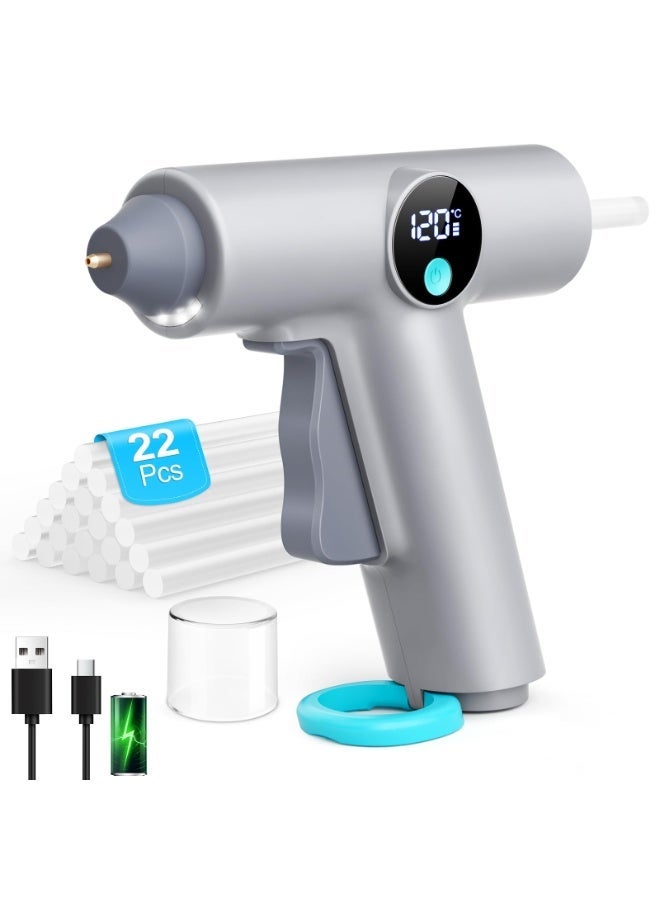 أوشيما بندقية الغراء الساخنة ، التدفئة السريعة اللاسلكية مع 22 قطعة من عصا الغراء الساخنة ، 7 مم ، شحن النوع C للهدايا ، المدرسة ، DIY ، الحرف اليدوية والإصلاحات في المنزل والمكتب ، الأسلحة الحرف اليدوية / الفنون DIY / البطاقة / البلاستيك / الخشب - Image 1